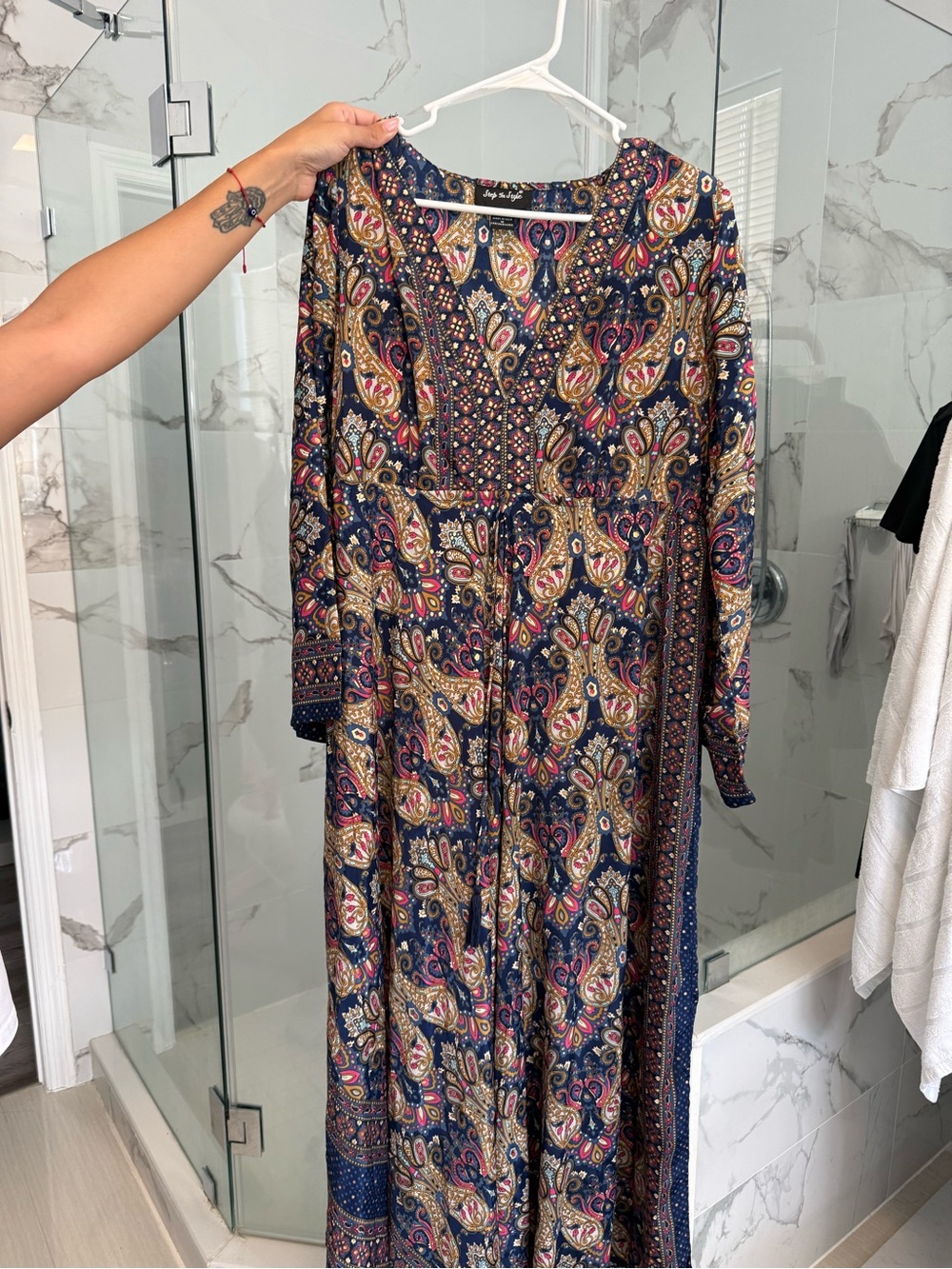 Step In Style Navy Paisley Maxi Dress
